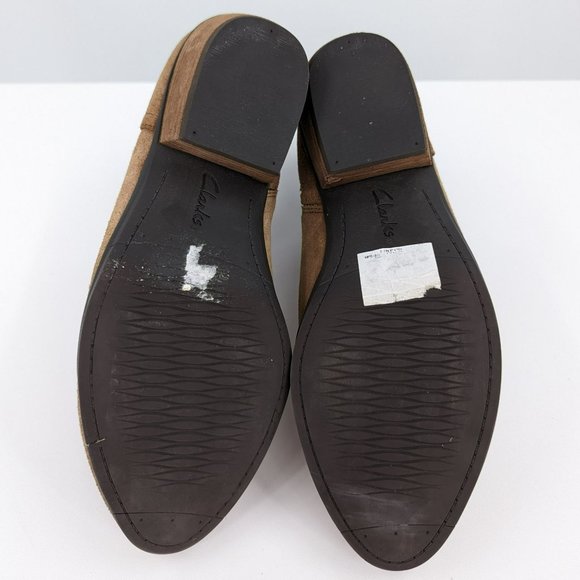 Clarks Gelata Ankle Booties 8 Sienna Brown Suede Leather Triple Buckle Side Zip - Picture 11 of 13